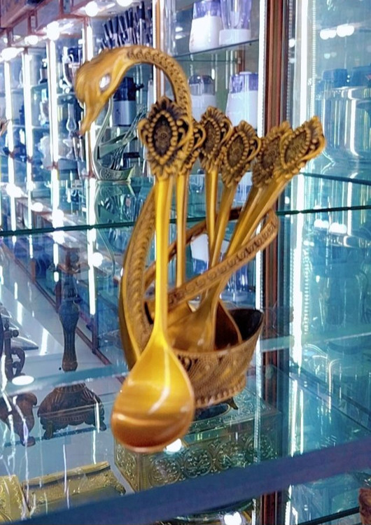 قاشق استکان طرح قو برنزی